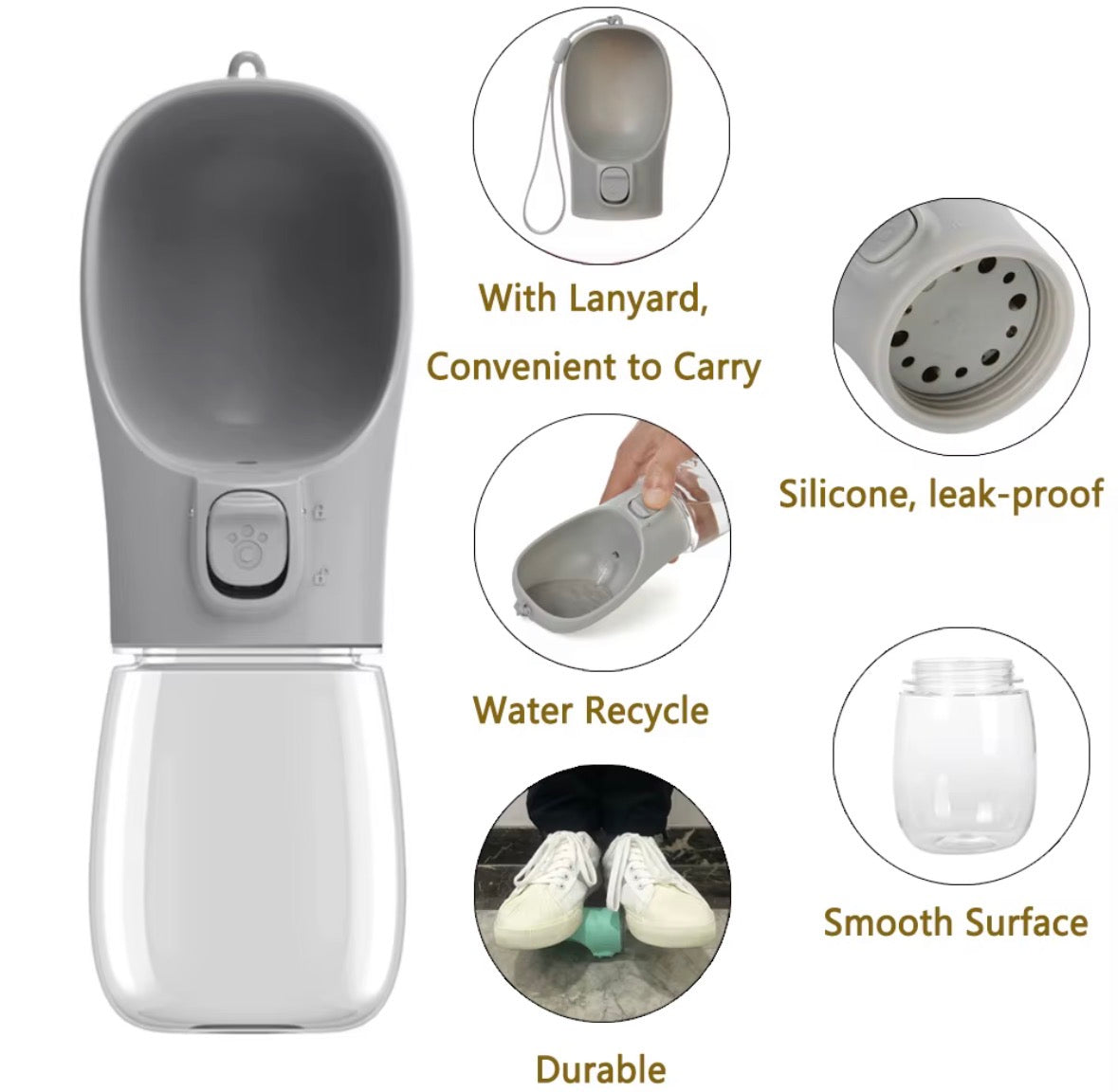 2 in 1 Portable Dog Water Bottle